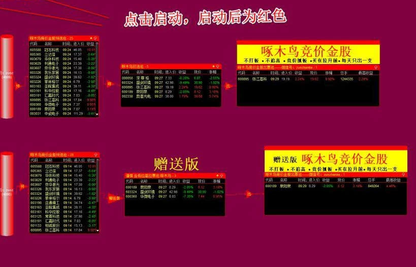 《啄木鸟竞价系统》软件版指标+版面+股池 不打板、不追高、每天一支票