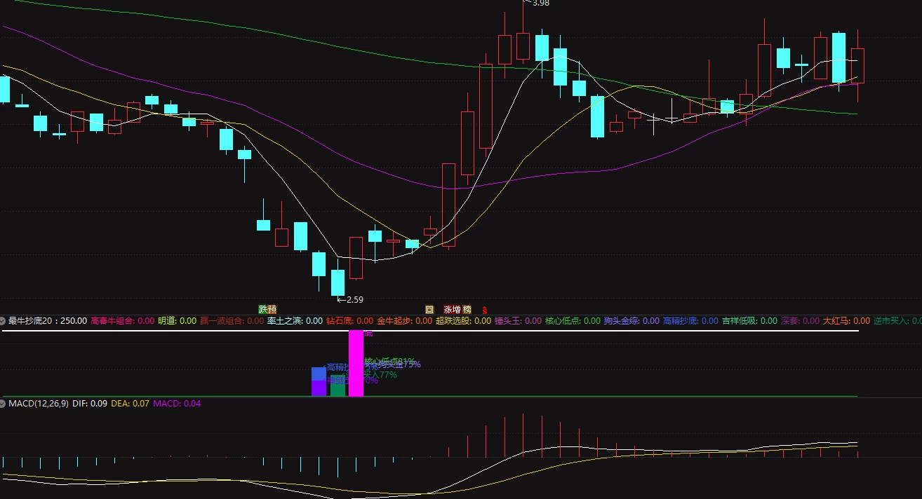 喜欢抄底，用时间换取财富，指标含有20个高成功率的抄底指标，如果多指标共振，成功概率几乎百分百！喜欢抄底的朋友可以自己体会！插图2